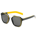 Pikkukuva 1 / 5: Miesten metalliset kaksoissilmälasit, suuret kehykset, syvät ja kylläiset kuvan värit kalastukseen, veneilyyn, purjehdukseen ja surffaukseen Bright Black Solid Yellow