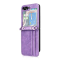 Pikkukuva 2 / 5: Samsung Galaxy Z Flip5:lle crossbody-korttipaikallinen nahkainen matkapuhelinkotelo Purple