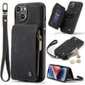 Caseme C20 Multifunktionellt RFID Läder Mobilskal för Iphone 15 Black 15 Pro
