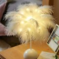 Miniatyrbilde 4 av 5: Berøringsfølsom bordlampe, strutsfjærlampe 3 farger dimbar med 30 fjær for soverom white