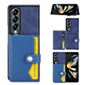 Miniatyrbilde 1 av 5: Mobiltelefonveske for Samsung Galaxy Z Fold3 5g med Litchi-mønster, enkelt knapp-kortholder Blue