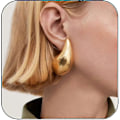 Miniatyrbillede 2 af 5: Ekstra store Bottega øreringe dupes hypoallergeniske chunkygoldhoopearrings lette vanddråbe tåre øreringe trendy guld vanddråbe øreringe til kvinder Gold30mm