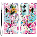 Miniatyrbilde 1 av 5: For Oppo A79 5g / A2 5g Etui Pu Lær+tpu Mønster Trykt Flip Stativ Telefonbeskytter Flower Elephant