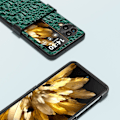 Miniatyrbild 4 av 5: Abeel Fodral för Oppo Find N3 Flip 5g, Äkta Läderbelagd PC-skydd med H gångjärnsskydd Green