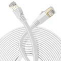 Pikkukuva 1 / 5: 10m Litteä Ethernet-kaapeli, Cat7 Verkkokaapeli Päällystetyllä Rj45:llä, Yhteensopiva Cat6/cat5:n kanssa, Kuitu Ethernet-kaapeli, Reitittimelle, Kytkimelle Modeemille (valkoinen)