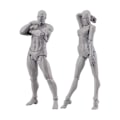 Miniatyrbillede 1 af 5: Kropsdukke, Kunstner Mannequin Blockhead Leddelt Mannequin Tegnefigurer Mand+Kvinde Sæt (Grå)