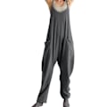 Miniatyrbillede 1 af 5: Løse Jumpsuits til Kvinder - Kvinder Overalls Jumpsuits med Lommer | Oversize Ærmeløse Jumpsuits med Spaghettistropper Rompers til Kvinder