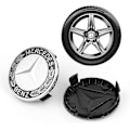 Pikkukuva 3 / 5: Pyörän Navan Kapselit, 4 Kappaletta Pyörän Navan Kapselit 75mm Autotarvike Benz Logolla, Kolmella Paksunnetulla Soljella Benz Pyörän Navan Kapseleihin