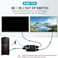 Miniatyrbilde 2 av 5: 8K DisplayPort-bryter 2 inn 1 ut/ 1 inn 2 ut Display Port DP-bryter støtter 8K30Hz 4K120Hz for PC