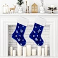 Miniatyrbilde 3 av 4: 2-pakks Jule Strømper Store 22 Tommer Blå Sølv Snøflak Mønster Strømper Klassiske Julepynt Julefest