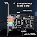 Pikkukuva 5 / 5: PCIe-äänikortti 5.1, PCI Express -surround-kortti 3D-stereokuulokkeilla ja korkealla äänentoistolla PC-äänelle