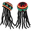 Miniatyrbillede 1 af 5: 2 stk. Rasta Hat med Sort Dreadlocks Paryk med Kasket til Kostume Tilbehør, 35,4 tommer