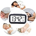 Miniatyrbild 5 av 5: Kreativ väckarklocka morgon snooze väckarklocka väckarklocka LED bakgrundsbelyst skärm digital display med kalender datum show funktion, temperatur, tid,