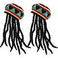 Miniatyrbillede 5 af 5: 2 stk. Rasta Hat med Sort Dreadlocks Paryk med Kasket til Kostume Tilbehør, 35,4 tommer