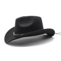 Miniatyrbild 2 av 3: Western Cowboy Top Hat Filt Hat Svart