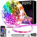 Miniatyrbillede 1 af 4: 15M Bluetooth LED-stribe 5050 RGB LED-stribe Soveværelse Multifarvet Fleksibel Lysstribe, Styret af Smartphone APP, Synkroniser med Musikrhytme/Timer