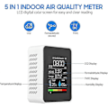 Miniatyrbillede 5 af 5: 5 i 1 Luftkvalitetsmåler Tvoc Hcho Temperatur Fugtighed Co2 Meter, Usb Genopladelig Co2 Detektor Hvid