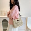 Miniatyrbild 4 av 4: Sommarhalm Crossbody-väska Dam Strand Semester Vävd Axelväska Handväskor Beige