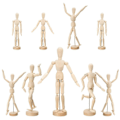 Miniatyrbillede 4 af 5: 9 stk. Kunstner Mannequin Model Træ Manikin Tegning Bevægelig Figur Model med Stativ Fleksibelt Led