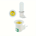 Miniatyrbillede 2 af 3: E27 LED-pærefatning til EU-stikadapter med tænd/sluk-knap, 2 standard pærefatninger