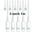 5-pakning - Ladekabel Lightning iPhone - Lader