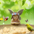 Miniatyrbillede 4 af 5: Fuglebad til Udendørs, Fuglefoder Resin Fairy Garden Statue Dekoration Fuglebad Have Skål Gaard Fuglebad Have Figur Attractiv Fuglebad Foder