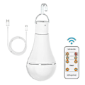 Miniatyrbild 1 av 3: USB-laddningsbar glödlampa med fjärrkontroll, 7W LED-batteriglödlampor, E27 Touch-dimmerbar glödlampa med timerfunktion, utomhuscamping nödbelysning