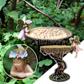 Miniatyrbillede 2 af 5: Fuglebad til Udendørs, Fuglefoder Resin Fairy Garden Statue Dekoration Fuglebad Have Skål Gaard Fuglebad Have Figur Attractiv Fuglebad Foder
