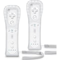 Miniatyrbillede 1 af 5: Udskiftnings-Wii-controller, 2-pak, Wii Remote Controller, med silikoneetui og håndledsrem, fjernbetjening til Wii/Wii U, hvid
