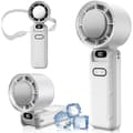 Mini bærbar ventilator. 5 blæserhastigheder, med kølefunktion. USB genopladeligt batteri - hvid.