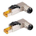 Miniatyrbilde 1 av 5: RJ45 Fullskjermet Sink-legering Feltplugg 90 Graders Vinklet CAT8 STP Felttermineringskontakt Verktøy