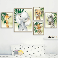 Miniatyrbillede 2 af 4: 6 Plakater Skovdyr Baby Børn A4 Plakat Elefant Løve Giraf Zebra Tiger Billeder Soveværelse Dekoration Uindrammet