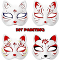 Miniatyrbillede 2 af 4: Ti kattemasker til at male, dyredragtmasker, DIY hvide masker, halvmasker til maskerade
