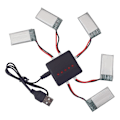Miniatyrbillede 2 af 5: 5 i 1 Batterilader med 5 stk. 3.7v 550mah Lithium Polymer Li-po Batterier & USB-kabel til Syma Q11 H99w
