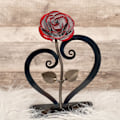 Miniatyrbillede 3 af 4: Gave Håndsmedet Smijern Rød Metal Rose Hjerte Stativ