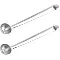 Miniatyrbillede 1 af 2: 2 stk. Olivenske Spiseskeer Si Strainer Rustfrit Stål Pickleskrukke Ske Cherry Ske Med Drænhul