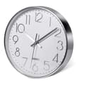 Premium Silver Väggklocka, , Modern Tyst Väggklocka Kontor Kök (25cm, Silver)