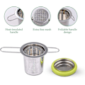 Miniatyrbillede 3 af 5: Fenshine Te-infuser i Rustfrit Stål - Te-si - Foldbar Håndtag - Te-filter - Ekstra Fint Masket Si - Brygningskurv Med Låg Til Løse Blade (Grøn