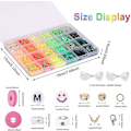 Miniatyrbillede 2 af 3: 9600 Lerperler til Smykkefremstillingssæt, 96 Farver Spaced Sorte Stenperler Flade Runde Polymer Lerperler Med Bogstavperler Smiley Perler Og Elastisk Sn
