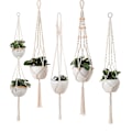 Miniatyrbild 1 av 5: 5-pack Makrame Växthängare, Boho Dekoration Bomullsrep Hängande Blomkruka Växtställ Hängare för Inomhus Utomhus Tak Balkonger Väggdekoration (Beige)