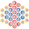 Miniatyrbilde 2 av 2: 30 stk Bingo-kuler Nummererte Lottokuler Spillkuler Rekvisitter Plastutskiftningsnummerkuler