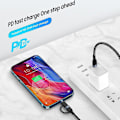 Miniatyrbillede 5 af 5: 2-i-1 1m 60W PD USB-C til Type-C/Lightning Hurtigopladningskabel til iPhone Macbook Xiaomi