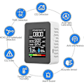 Miniatyrbillede 4 af 5: 5 i 1 Luftkvalitetsmåler Tvoc Hcho Temperatur Fugtighed Co2 Meter, Usb Genopladelig Co2 Detektor Hvid