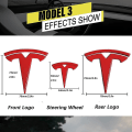 Pikkukuva 3 / 4: 3 kpl Tesla Model 3 Auton Ohjauspyörän Logotarrat (punainen)