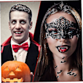 Miniatyrbild 5 av 5: 4 stycken utdragbara vampyrtänder Kit Teleskopiska tänder Fångar Tandställning Falska proteser med Halloween Party Fångar (3 st Normal), Halloween Ornament, Hallo