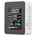 Miniatyrbillede 1 af 5: 5 i 1 Luftkvalitetsmåler Tvoc Hcho Temperatur Fugtighed Co2 Meter, Usb Genopladelig Co2 Detektor Hvid