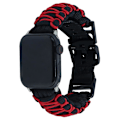 Pikkukuva 3 / 4: Apple Watch 123/456/789/Se 38/40/41Mm:n Kaksoiskerros Ulkoilma Paracord Nylon Ranneke Musta ja Punainen