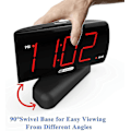 Miniatyrbild 2 av 4: Stor digital LED-väckarklocka med vridbar bas - Röd display, justerbar volym, snooze