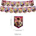 Pikkukuva 2 / 4: Wonka-teemainen syntymäpäiväjuhlatarvikkeet - Setti Banneri, Ilmapallot, Kakun Koriste, Kupkaken Koristeet
