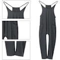 Miniatyrbillede 5 af 5: Løse Jumpsuits til Kvinder - Kvinder Overalls Jumpsuits med Lommer | Oversize Ærmeløse Jumpsuits med Spaghettistropper Rompers til Kvinder